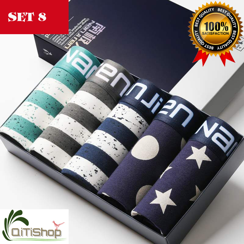 Quần sịp đùi nam - hộp 5 boxer nam họa tiết đẹp - hãng najiren