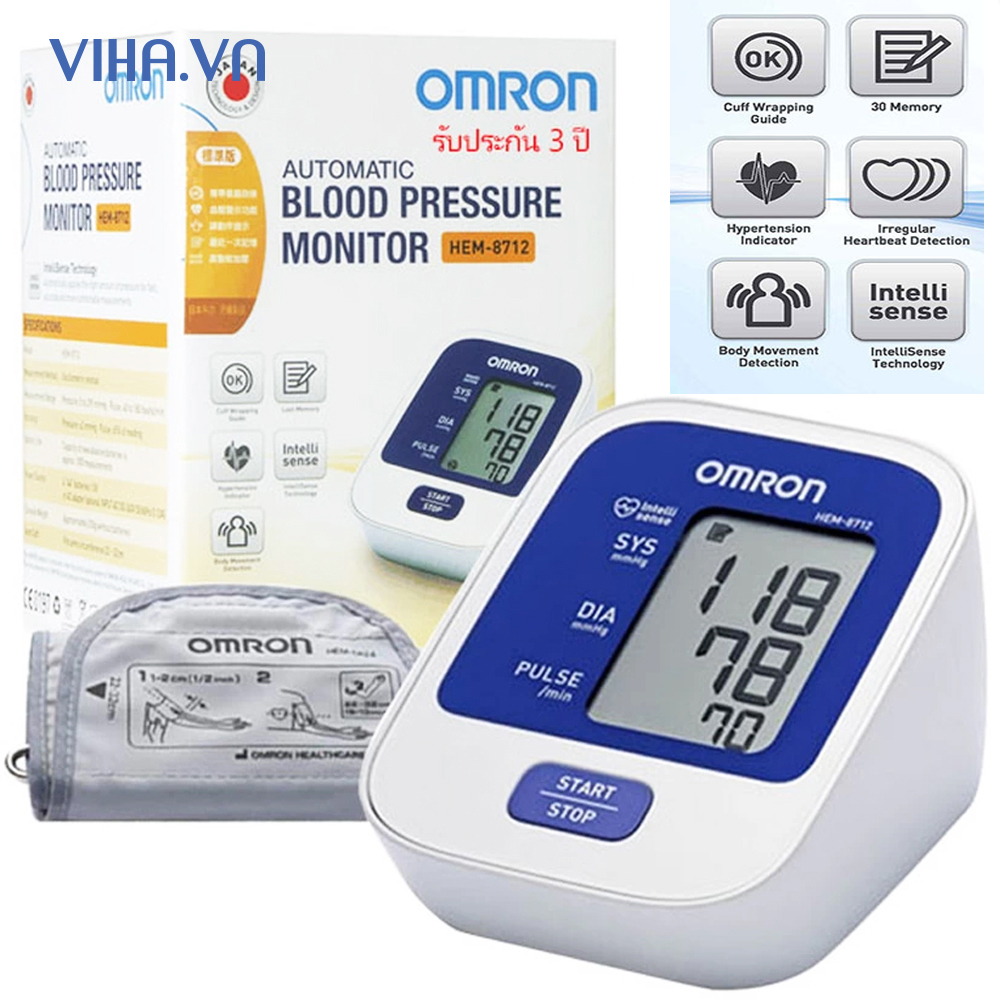 [HCM]( BÁC SĨ KHUYÊN DÙNG ) TOP 2 Máy Đo Huyết Áp Tự Động Omron HEM-8712 Nhật, Máy Đo Huyết Áp Bắp Tay Sử Dụng Công Nghệ Intellisense Mới Tự Động Hoàn Toàn Giúp Đo Huyết Áp Đơn Giản Nhanh Chóng, Chính Xác 100%