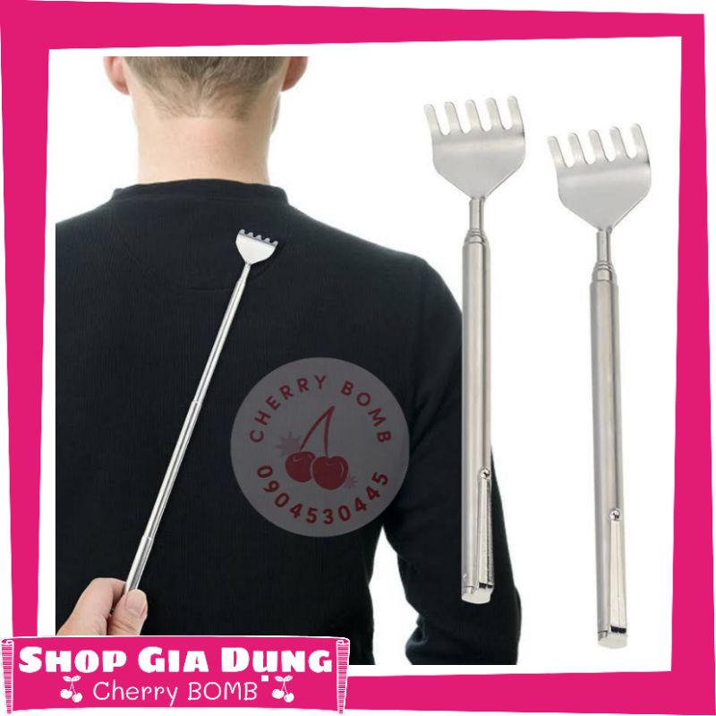 Cây gãi lưng đầu nhựa inox, dài 43 53cm gãi bao phê