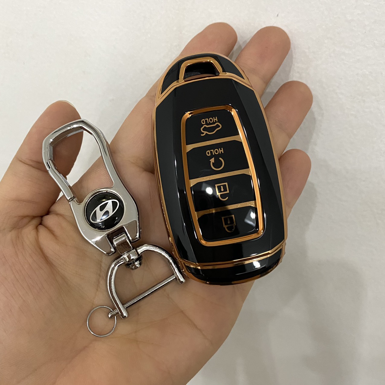 Ốp Chìa Khóa Cho Xe Kona, Accent, Santafe 2019 2020 2021 2023 + kèm móc khóa MTG
