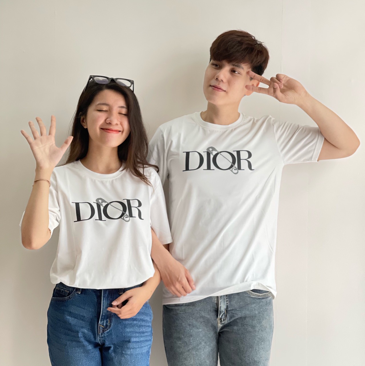 Áo thun nam nữ in 3d dìor chất cotton tay ngắn