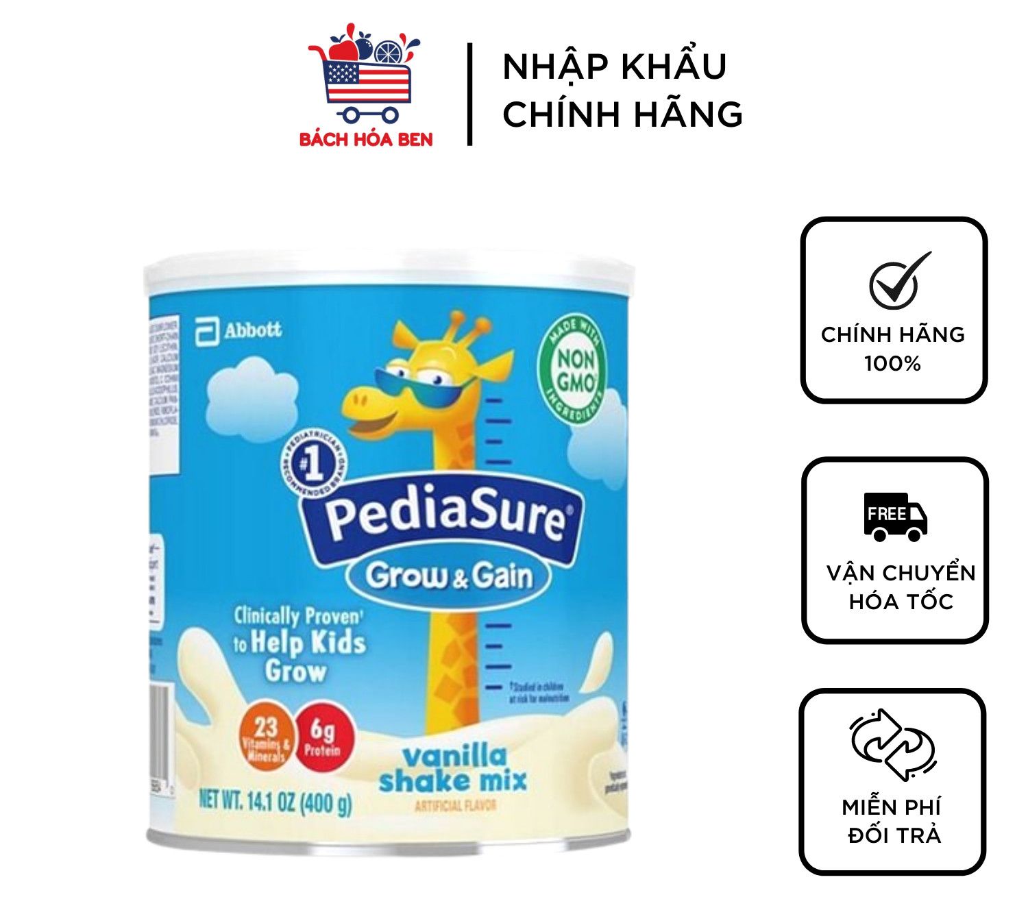 [DATE01/25]Sữa PEDIASURE GROW & GAIN MỸ 400g Mẫu mới 2023
