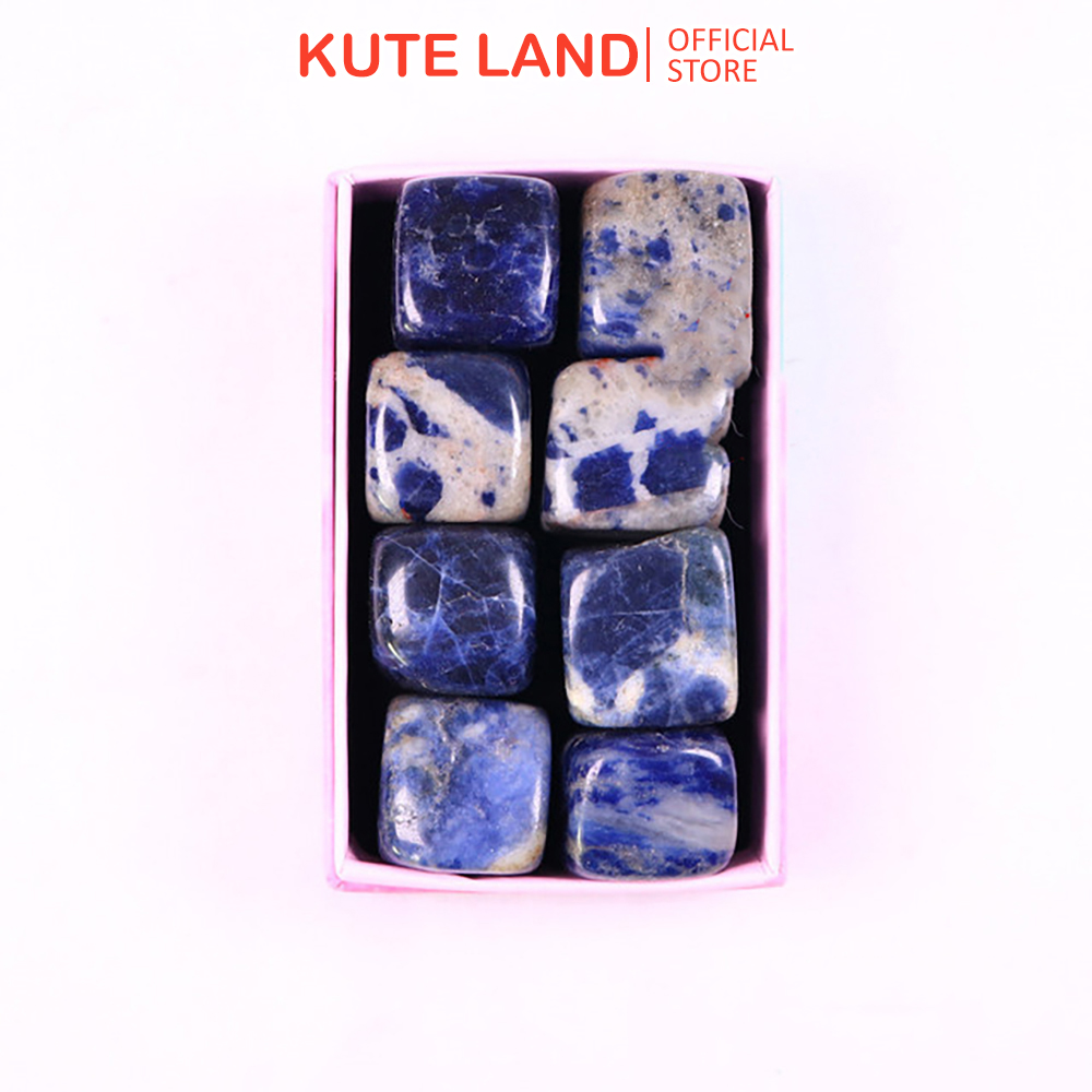 Hộp 8 viên đá thanh tẩy blue stone xanh loại to 2 cm năng lượng tích cực
