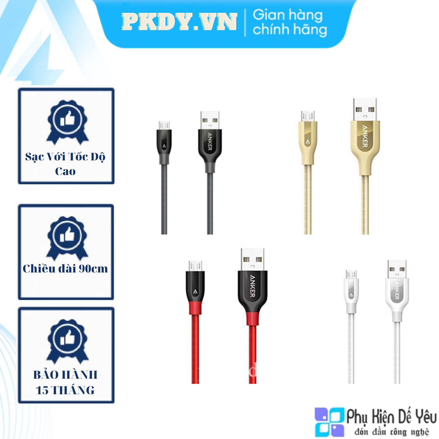 Cáp anker powerline+ micro usb 90cm