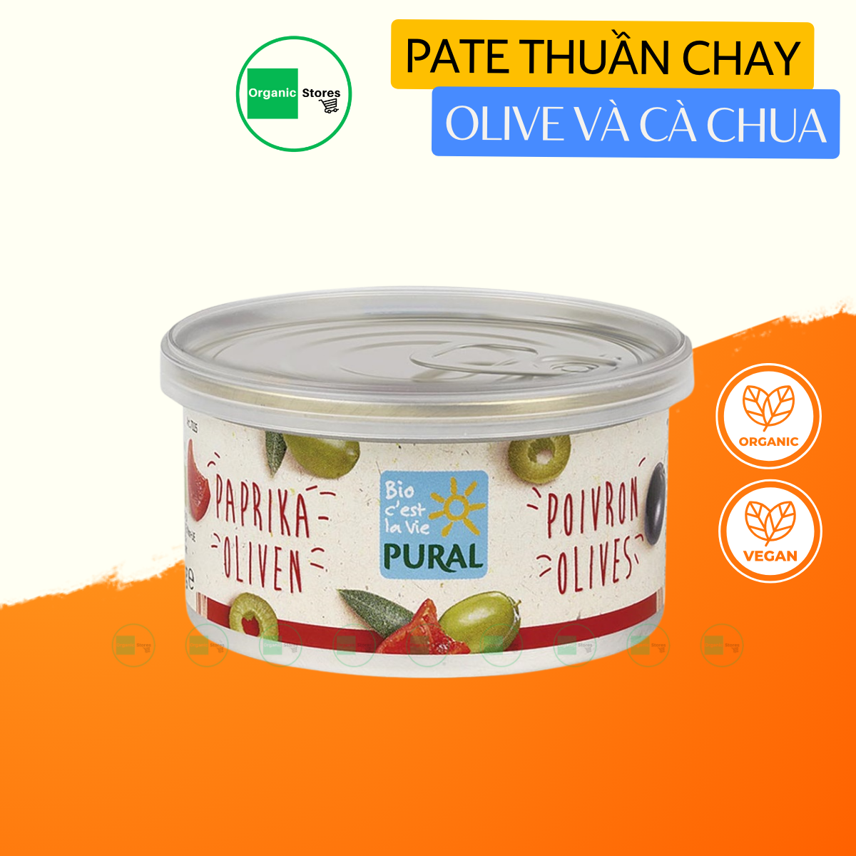 Pate thuần chay hữu cơ hỗn hợp olive và cà chua 125g - Pural