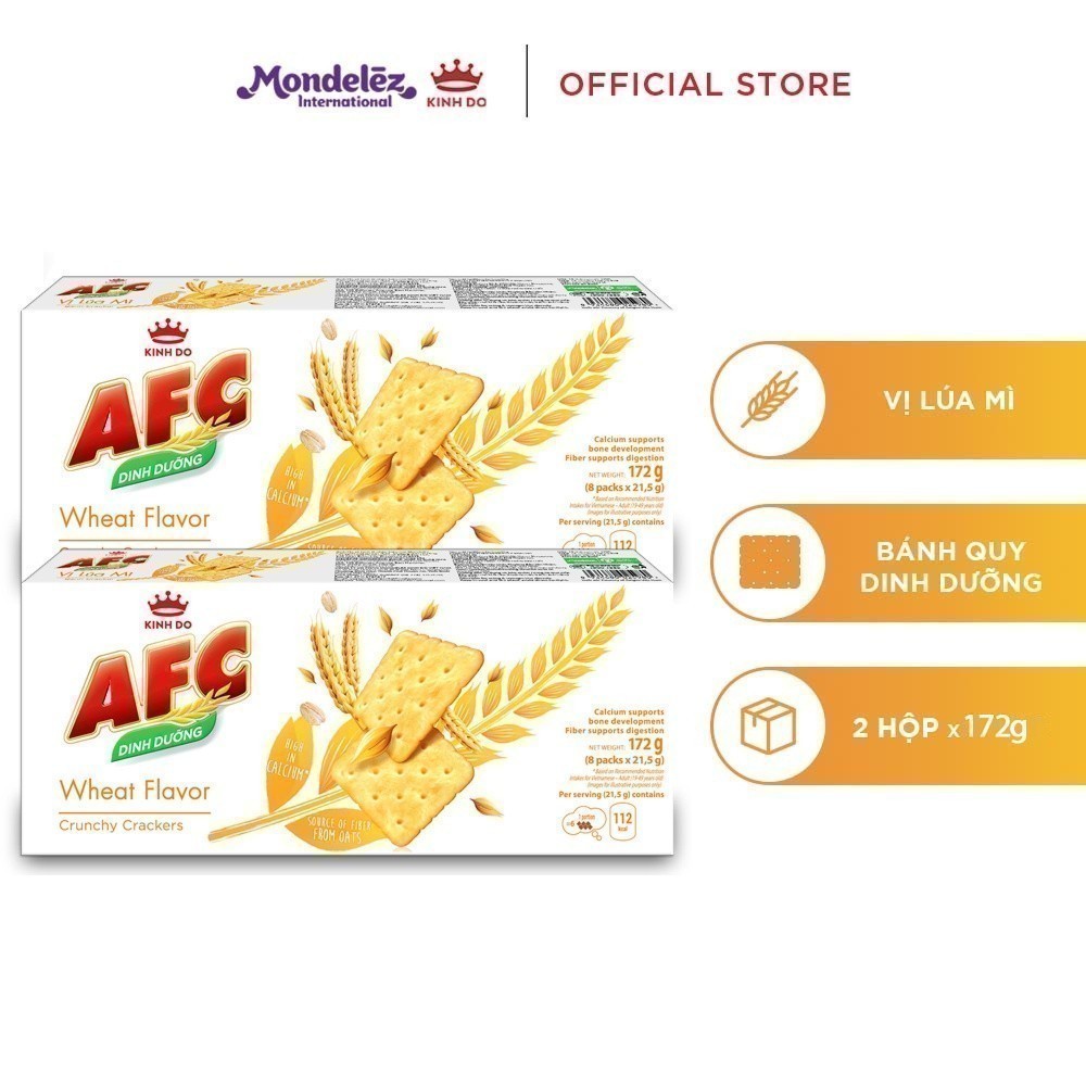 Combo 2 Hộp Bánh Quy Dinh Dưỡng AFC Vị Lúa Mì 172g