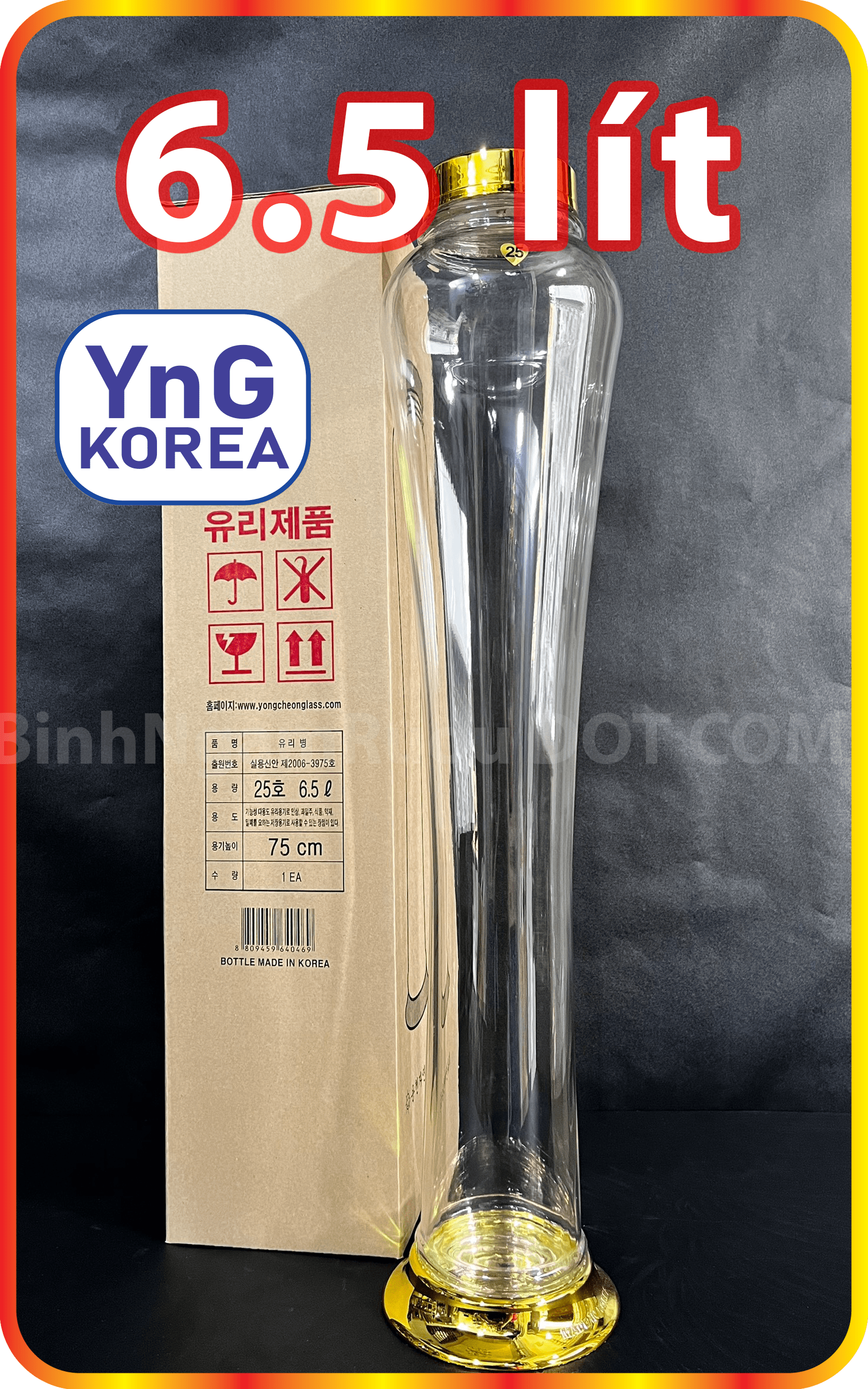 | giá siêu rẻ | bình thuỷ tinh hàn quốc yongcheon no.25 6,5 lít | dáng bầu cao - sang trọng - đẳng cấp | đẹp mà lại quá rẻ