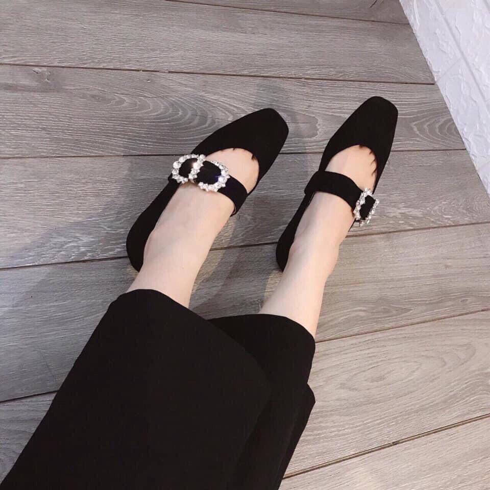 Giày búp bê nữ quai ngang khuy đá siêu hot