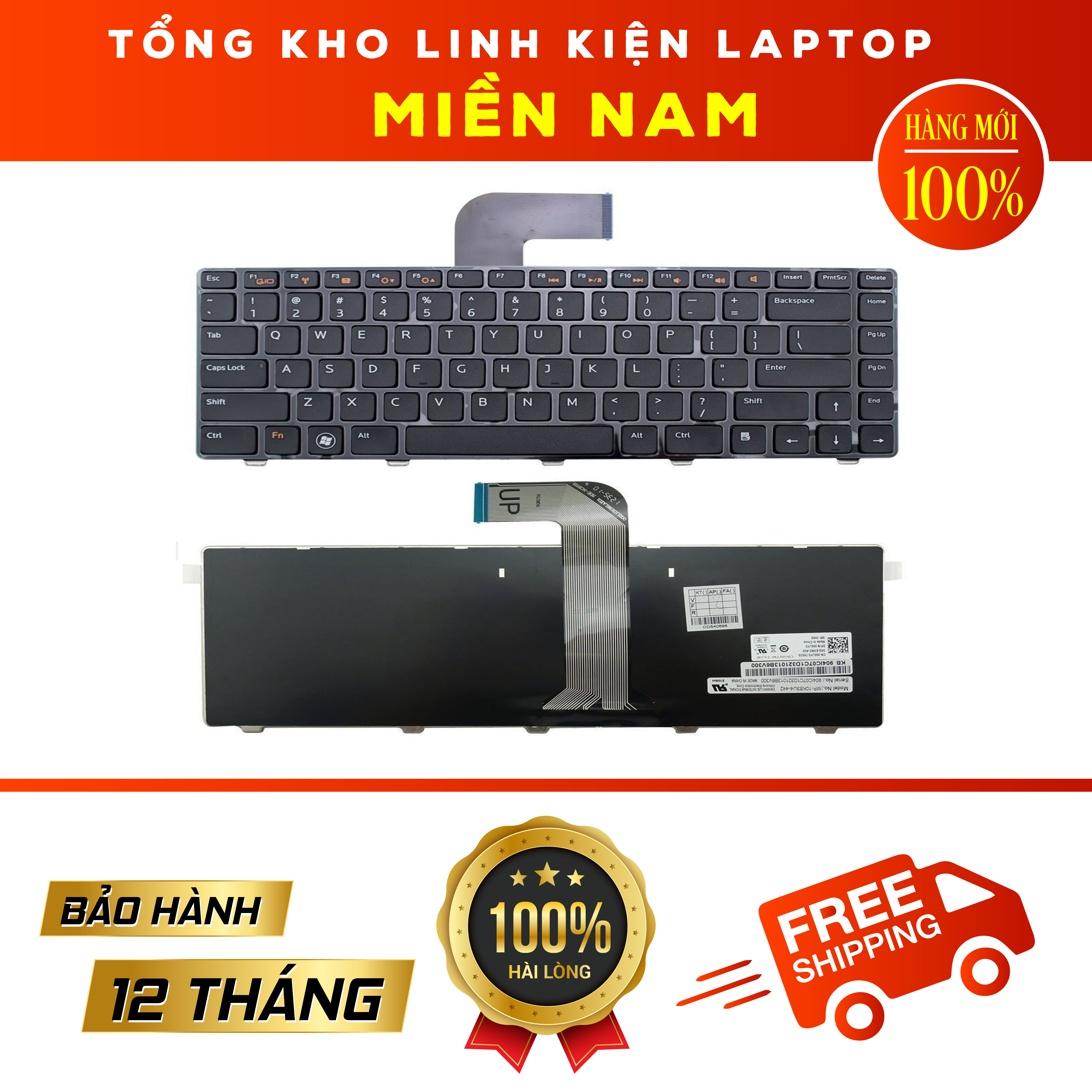[HCM]Bàn phím Laptop Dell Vostro 1440 1450 1540 1550 2420 2520 3460 3560 Hàng Nhập Khẩu Bảo Hành 12 Tháng