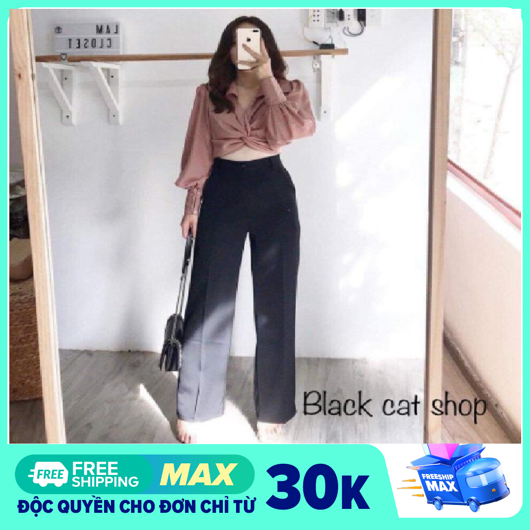 Quần ống suông dài vải tuyết mưa cực đẹp siêu hot hit, quần vải ống rộng suông Khuy Giữa cực đẹp