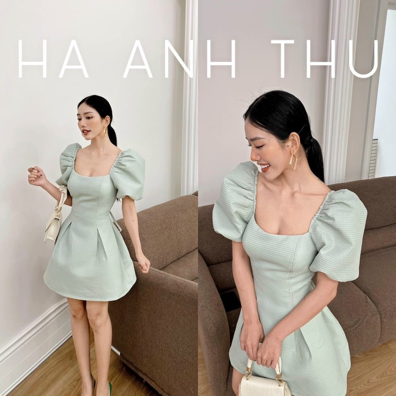 Đầm xốp tay phồng đan lưng