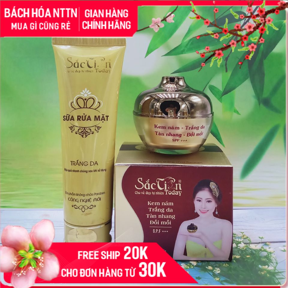 Combo Kem nám trắng da tàn nhang đồi mồi 18g (sữa) và Sữa rửa mặt 100ml Sắc Tiên Today