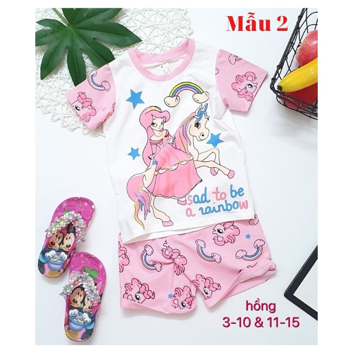 Đồ bộ cho bé gái từ 9-49kg  hình mèo - elsa- thun cotton 4 chiều thấm hút mồ hôi - Kiến Lửa
