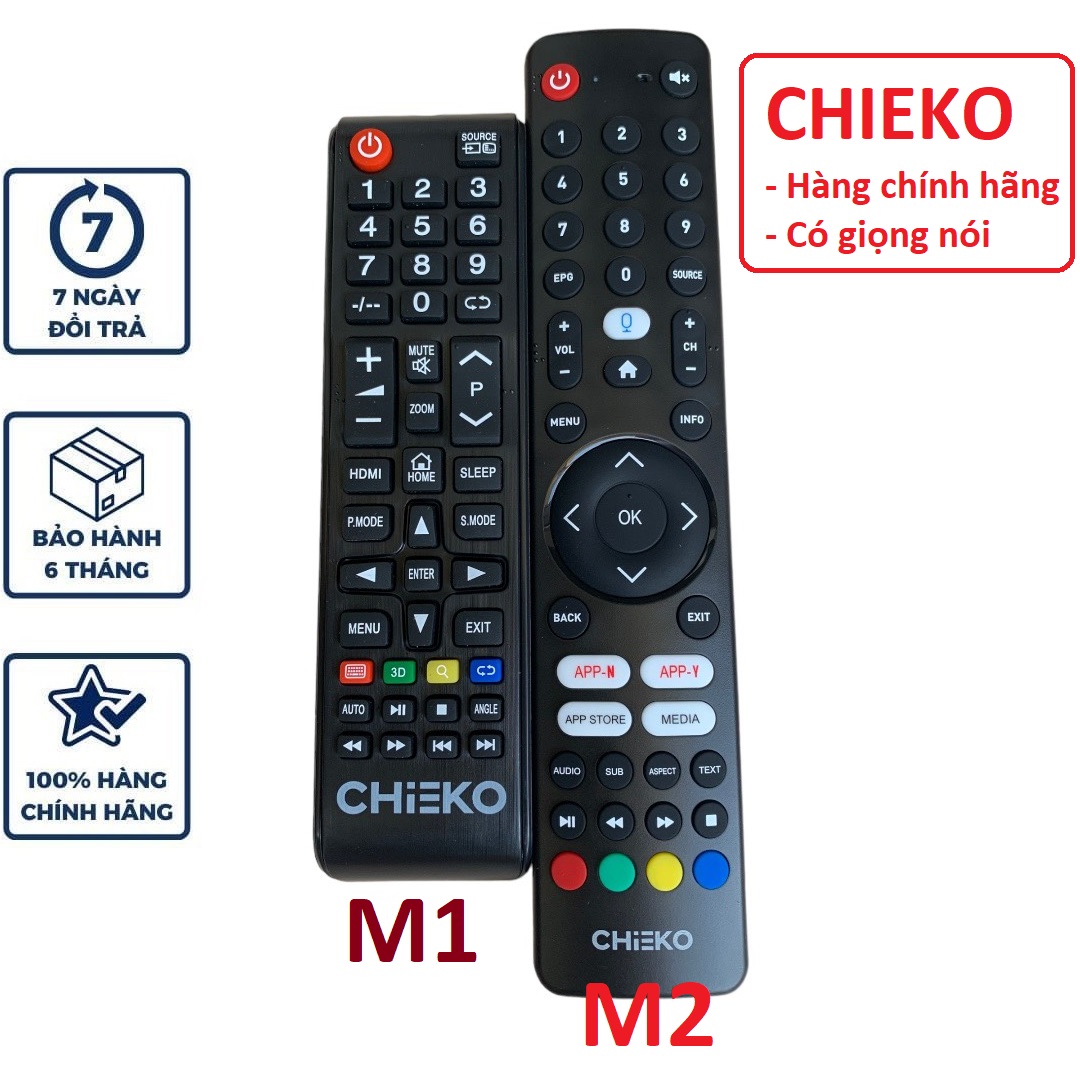 Điều khiển tivi Chieko giọng nói chính hãng zin theo TV, Remote chieko tivi có Mic - Hàng mới 100%, Tặng kèm Pin