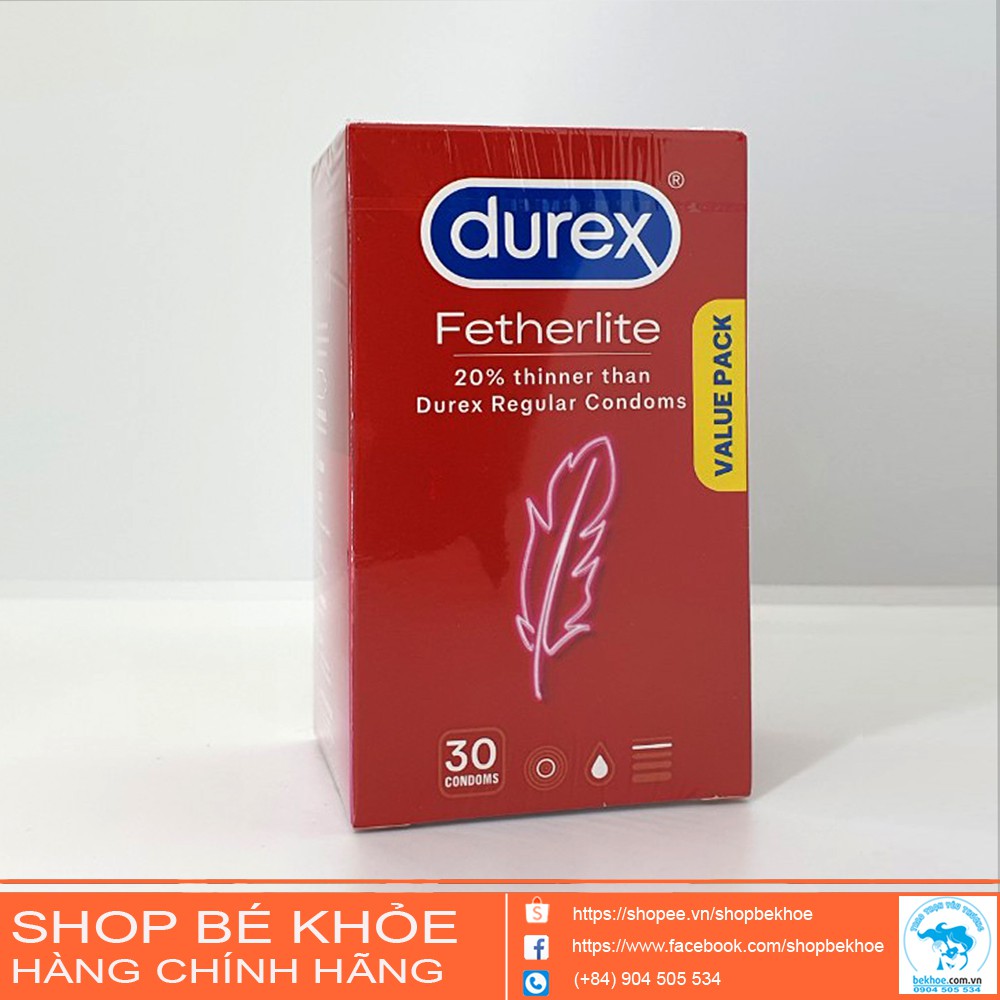 Bao Cao Su Siêu Mỏng Durex Úc - Durex Fetherlite - Hộp 30 Chiếc