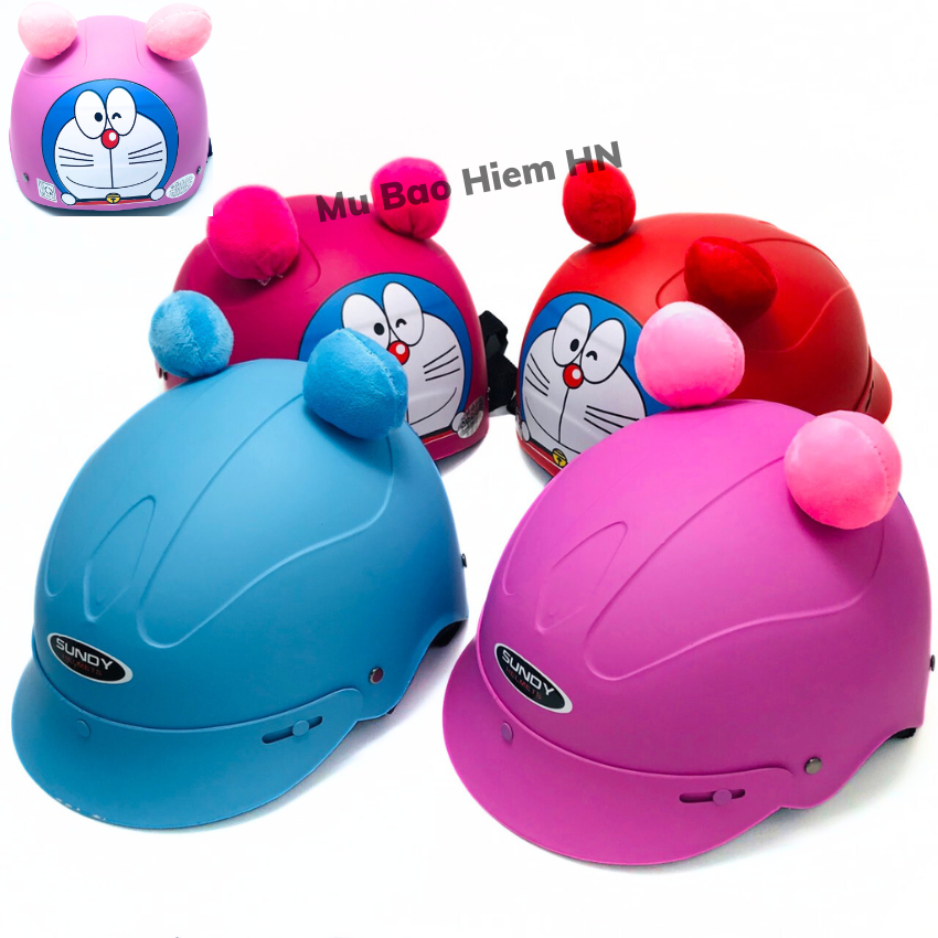 Mũ bảo hiểm trẻ em không kính hình doraemon, nón bảo hiểm cho bé trai bé gái