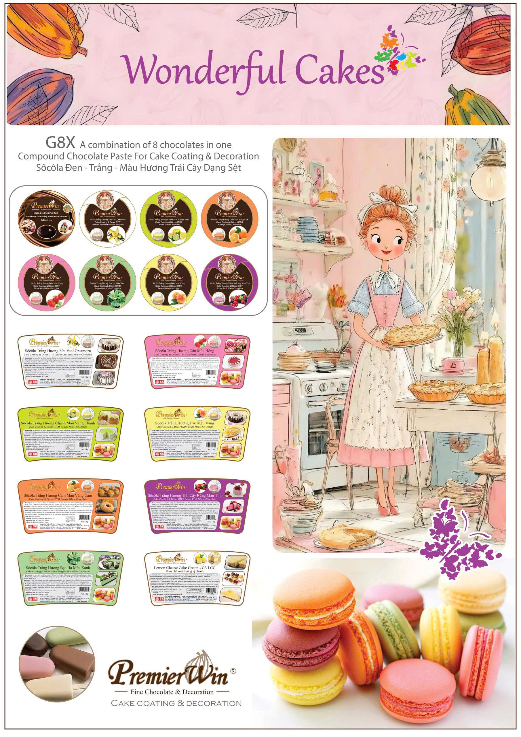 Sô cô la trắng hương vị trái cây G8X – 8 loại trong 1 thùng  ( Mixed 8 types of chocolate in 1 carton) Hộp 8Kg