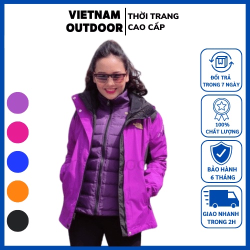 Áo Khoác Lông Vũ Cho Nữ Gore-Tex The North Face 3 Lớp - Áo Gió Nữ Bên Trong Lót Lông Vũ Nhẹ Cực Ấm