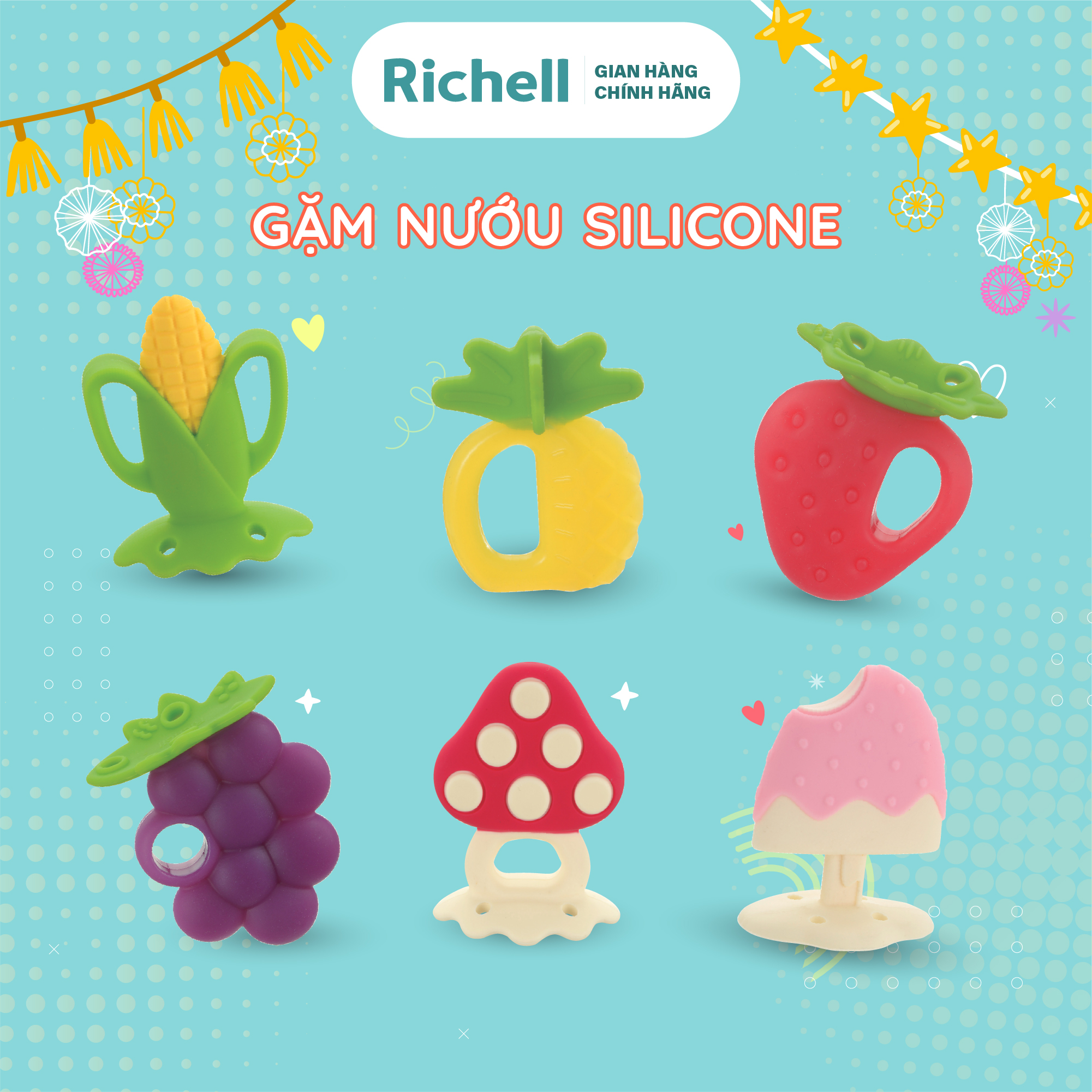 Gặm nướu silicone richell có hộp đựng | baby