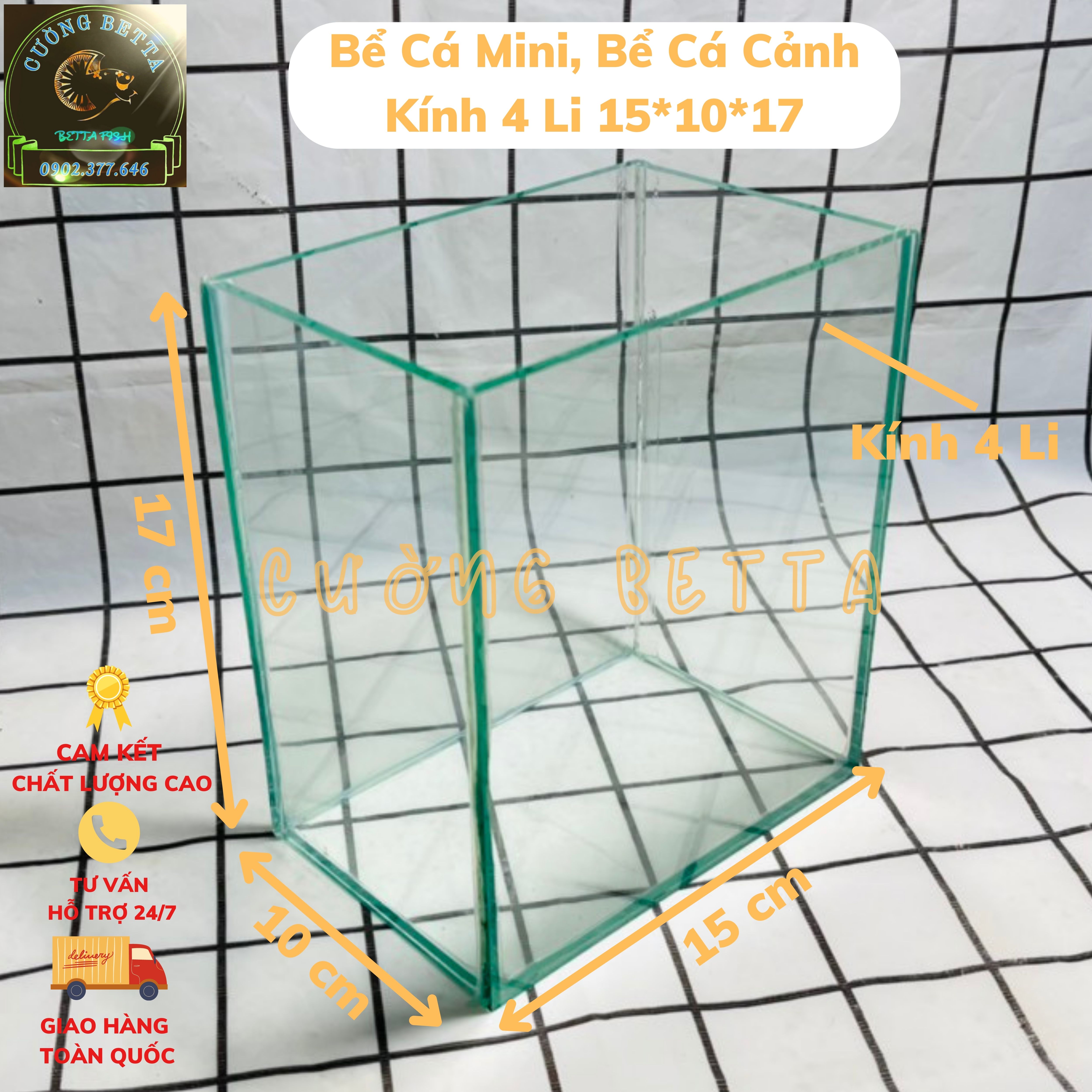 [BẢO HÀNH] COMBO 3 HỒ KÍNH MINI, HỒ ĐỂ BÀN CÁ BETTA 15*17*10 KÍNH 4 Ly