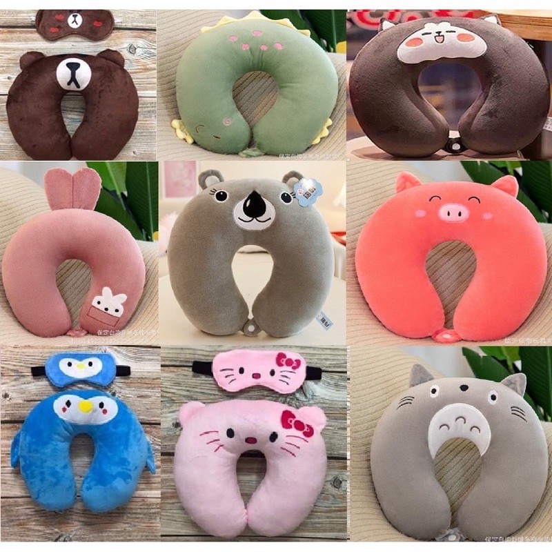 Gối Kê Cổ Chữ U Gối Văn Phòng Gối Du Lịch (Có Nút Bấm)