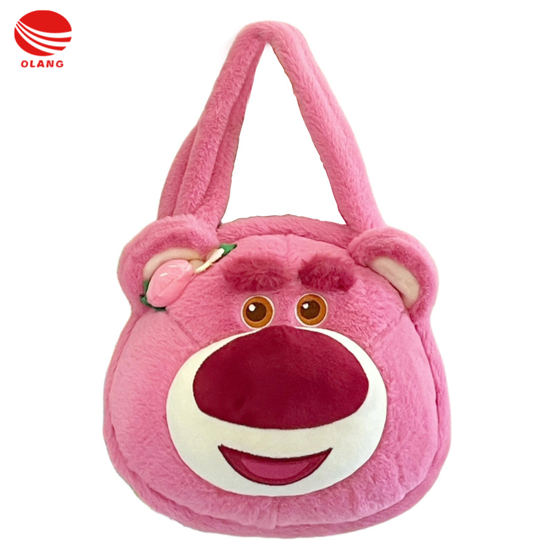 OLANG 🍓túi gấu dâu Túi đeo chéo thời trang Túi khoác vai dành cho nữ dễ thương Gấu Dâu Túi đeo chéo bằng vải lông Túi tote