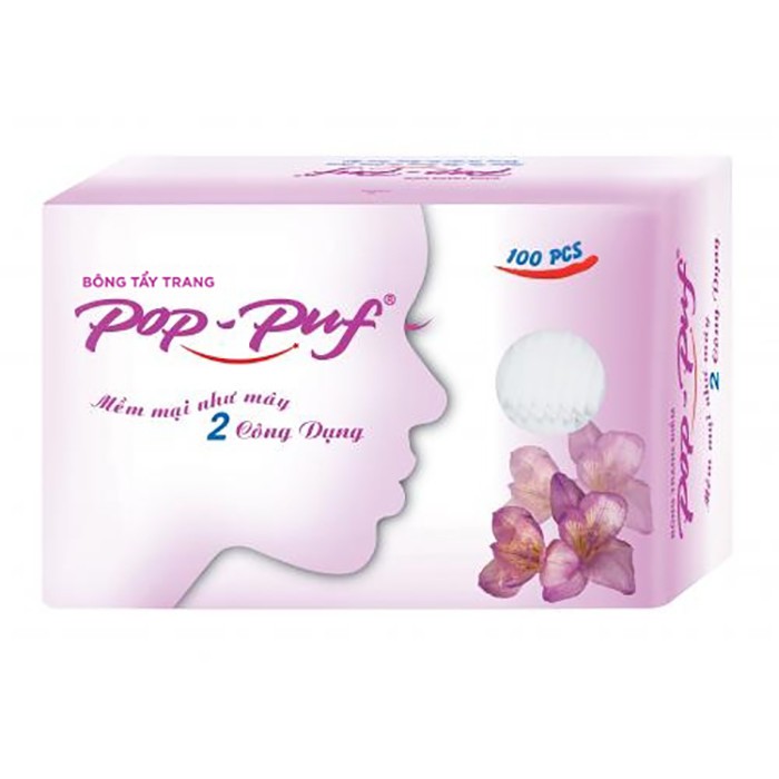 Bông tẩy trang 2 công dụng - pop puf 100pcs
