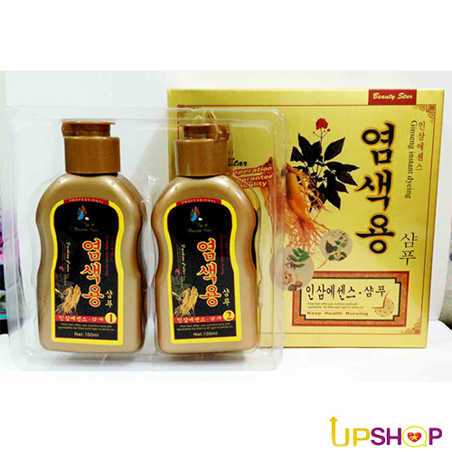 Dầu gội nhuộm tóc đen Ginseng Instant Dyeing 100ml x2 tinh chất sâm gội là đen tự nhuộm tại nhà