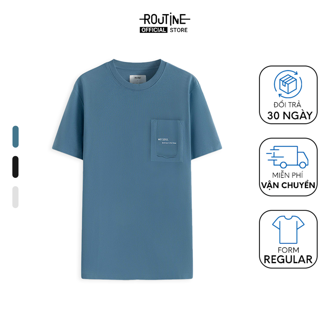 Áo Thun Nam Tay Ngắn 100% Cotton Túi In Chữ Form Regular - Routine 10S23TSS033