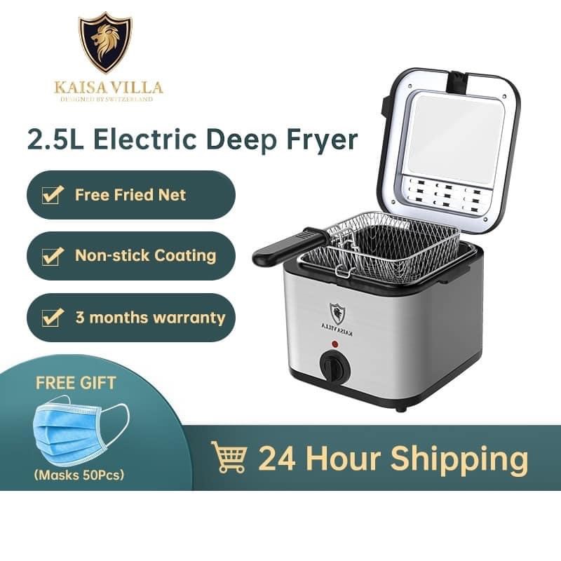 Nồi chiên ngập dầu kaisa villa thương hiệu của đức-nồi chiên ngập dầu mini-nồi chiên điện cá viên 2.5l nồi chiên ngập dầu chiên giòn khoai,gà ,thực phẩm ngập dầu