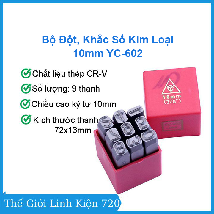 Bộ đột, khắc số kim loại 10mm yc-602