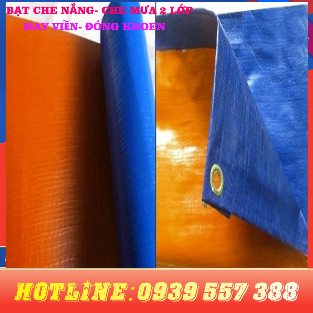 BẠT XANH CAM CHE MƯA NẮNG 2 LỚP KHỔ 2 x 3M