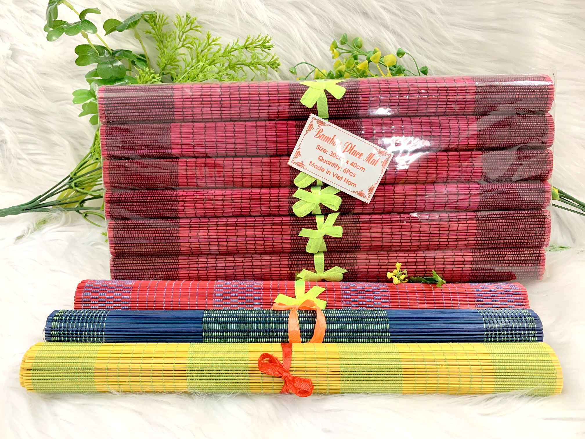[HCM]Tấm lót bàn ăn Bamboo placemat bằng tre tự nhiên nhiều màu