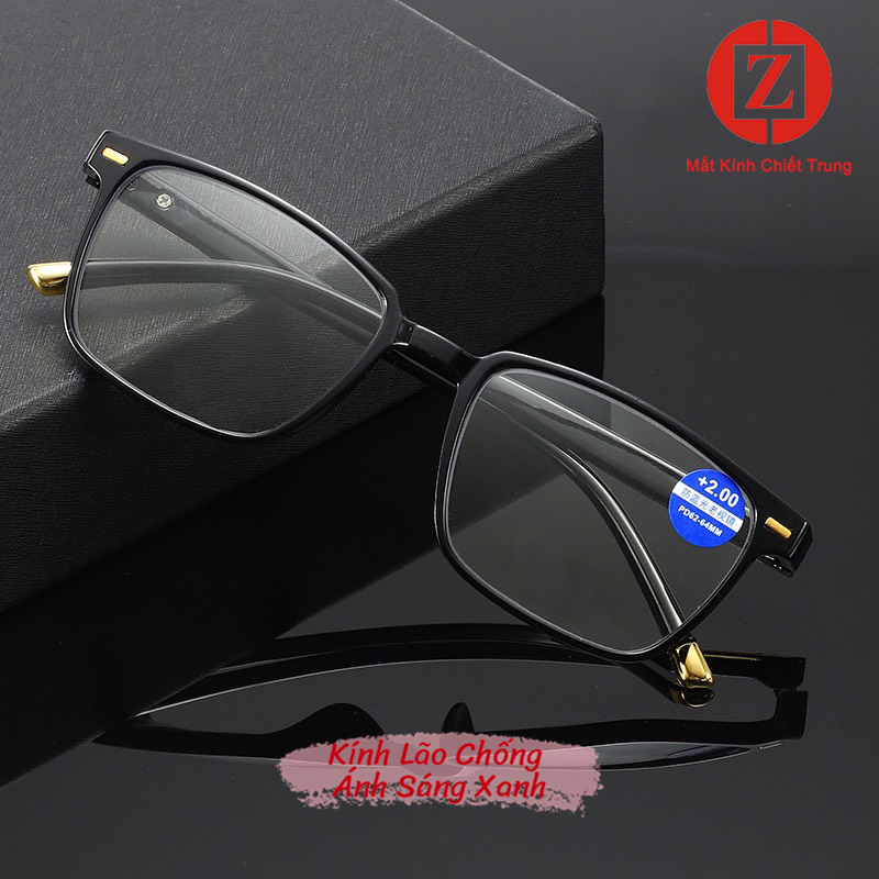 Kính lão tròng vuông, độ phân giải cao, kính viễn thị nam nữ  gọng cổ điển, Kính đọc báo cho người lớn tuổi đủ độ từ +1.00 - +4.00 mã B1208