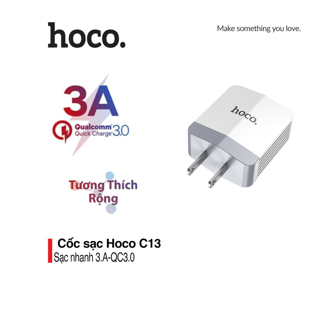 Củ sạc nhanh 3a hoco c13 sạc nhanh qc 3.0a-18w chuôi dẹt 1 cổng usb dành cho nhiều thiết bị