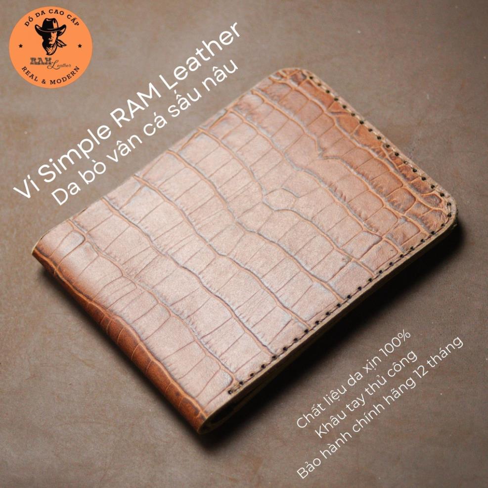Ví siêu bền nam nữ ram leather handmade da rất đẹp simple vân cá sấu