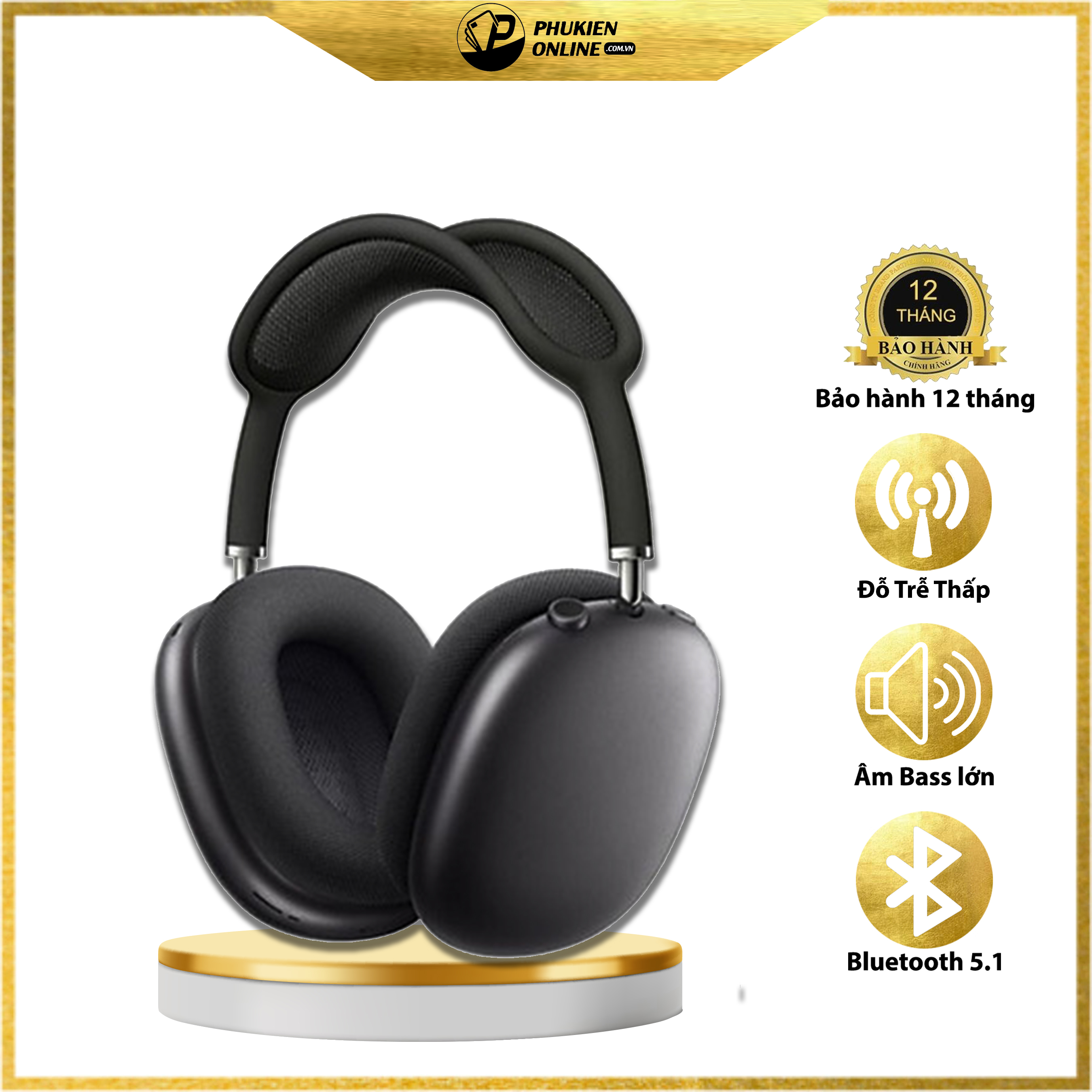 Tai nghe headphone không dây blutooth chụp tai chống ồn floveme air max pa9 có micro đàm thoại - hỗ trợ thẻ nhớ sd