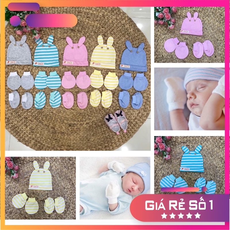 Bộ nón bao tay bao chân cho bé sơ sinh