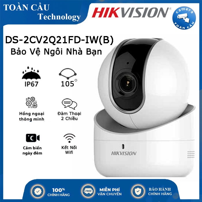 [100% CHÍNH HÃNG] Camera IP WIFI  Hikvision DS-2CV2Q21FD-IW(B) xoay 360  (2.0MP) - DS-2CV2Q21FD-IW 1080P - Q1 Chuẩn nén H.264/MJPEG - Hỗ trợ cài đặt miễn phí - Bảo hành 2 năm - Camera Toàn Cầu