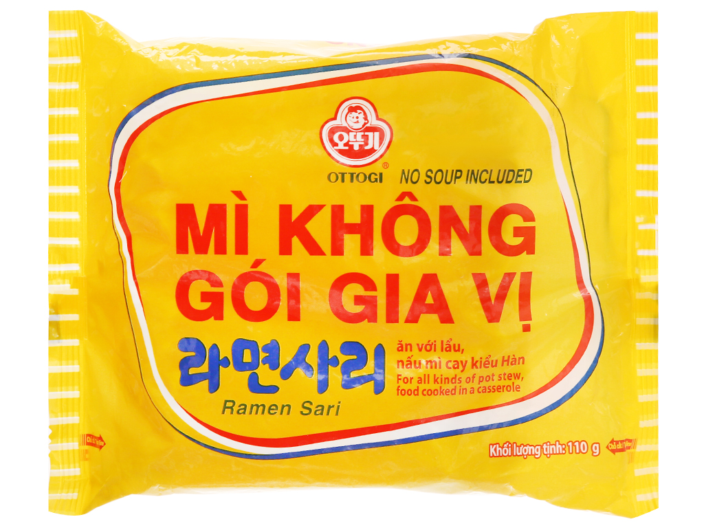 Combo 5 Gói Mì không gói gia vị Ottogi gói 110g - Mì ăn lẩu - mì xào