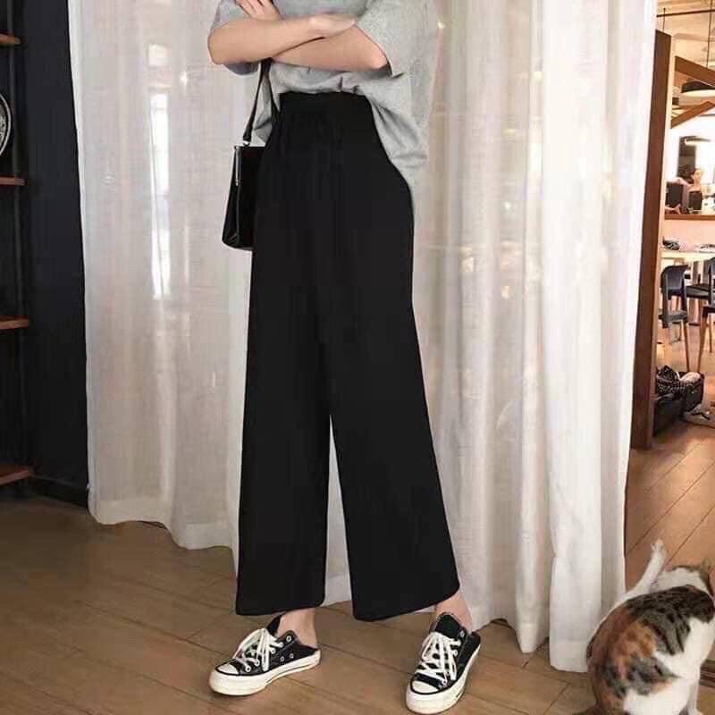 Quần xuông trơn cạp cao lưng chun freesize dành cho nữ