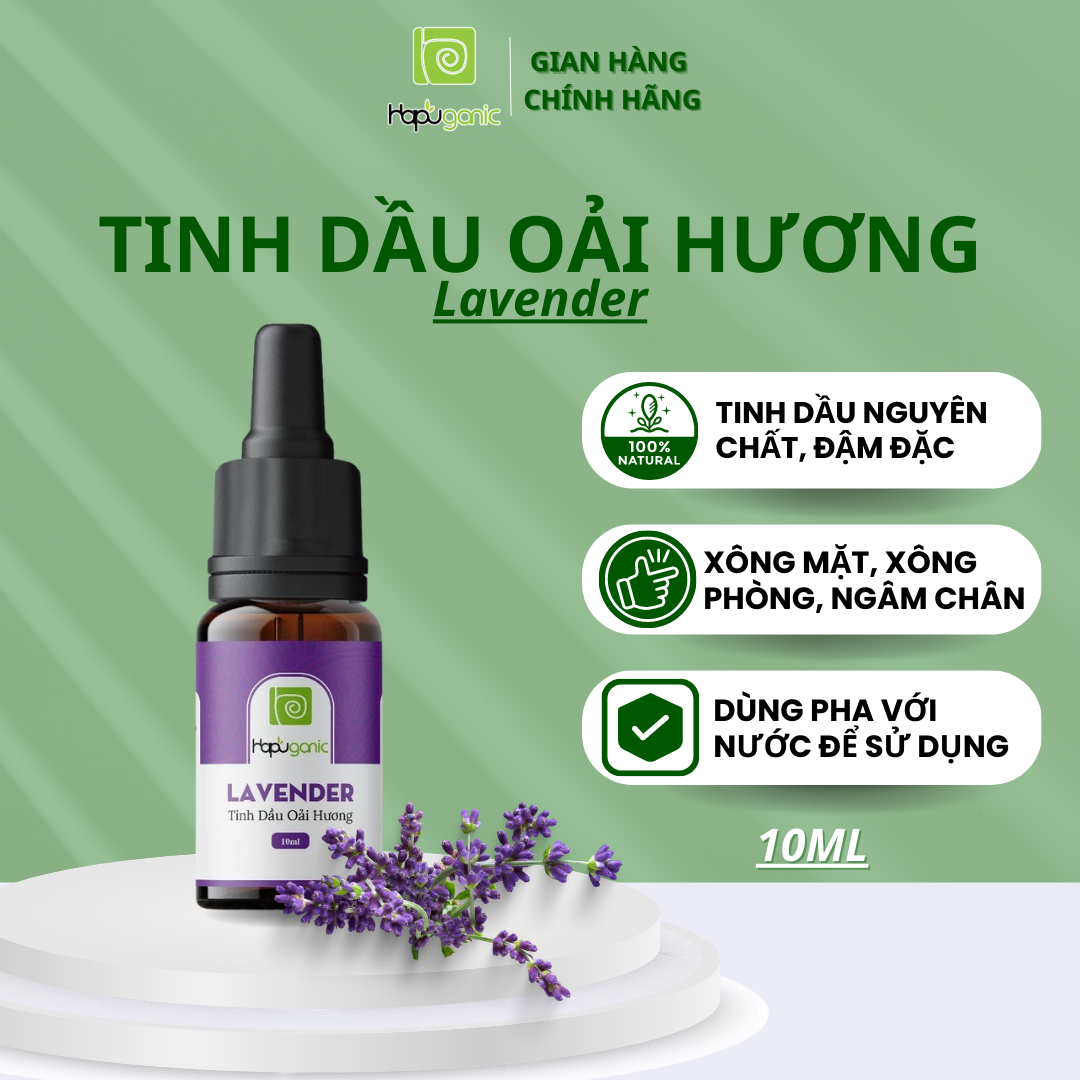 [HCM]Tinh Dầu Oải Hương Hapuganic Lavender Tinh Dầu Thiên Nhiên Giúp Ngủ Ngon Giảm Đau Đầu Chăm Sóc Da Ngừa Mụn Hiệu Qủa
