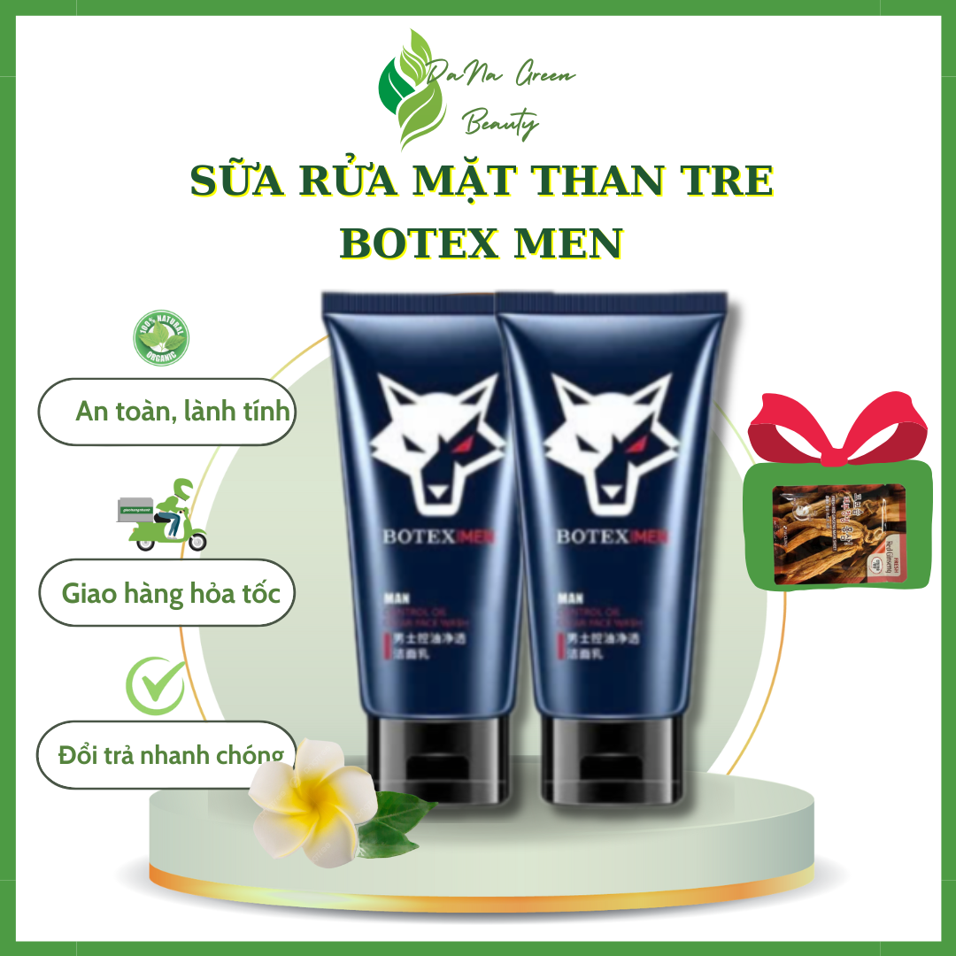 Sữa rửa mặt than tre BOTEX MEN - Sữa rửa mặt dành cho nam làm sạch sâu, giảm mụn và làm sáng da