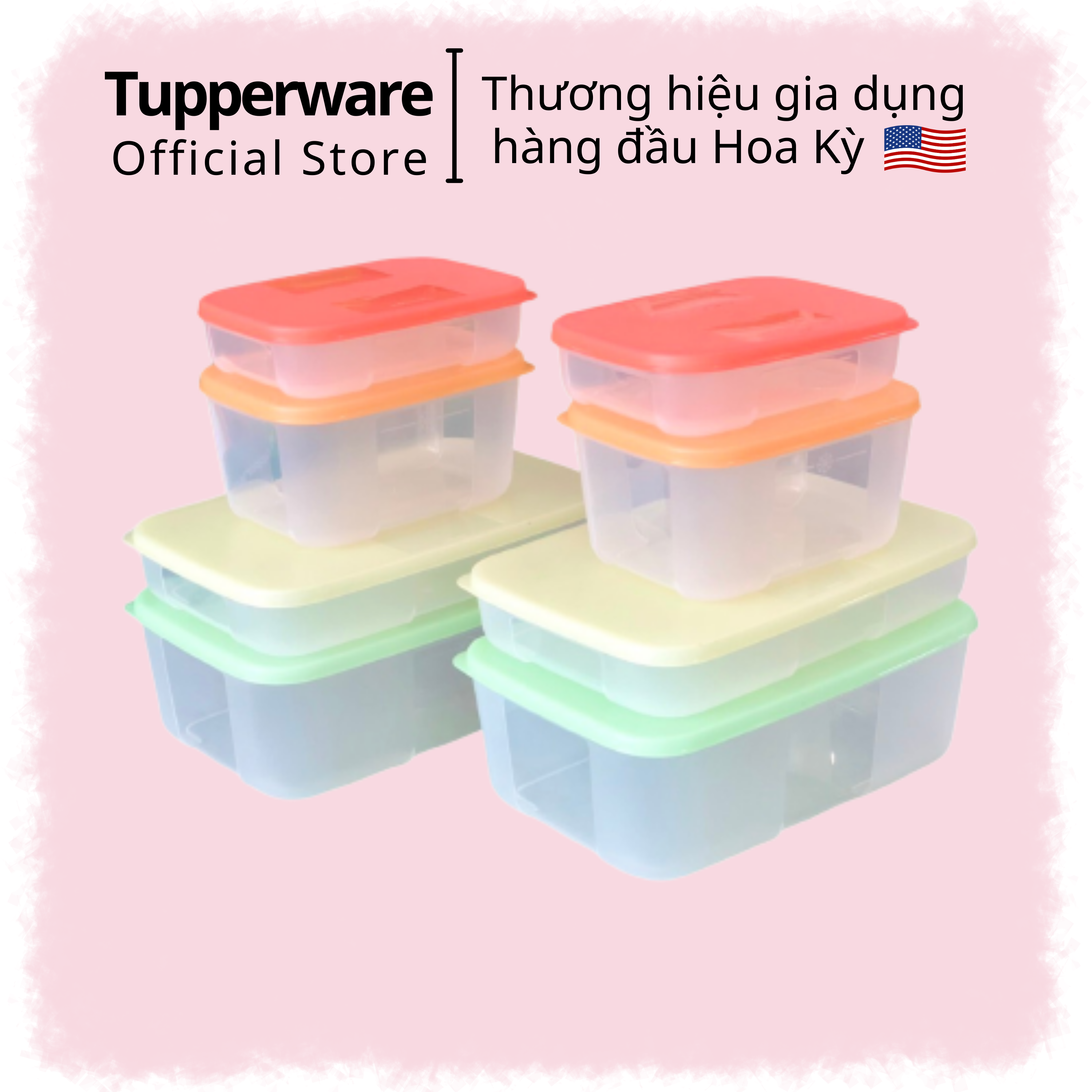 Bộ 8 hộp nhựa bảo quản thực phẩm Tupperware Colorful ngăn đông - Nhựa nguyên sinh an toàn 0-80°C