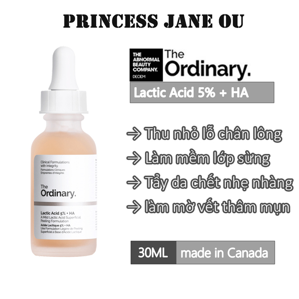 Serum tẩy da chết hoá học - lactic acid 5% + ha và latic acid 10% + ha – the ordinary.