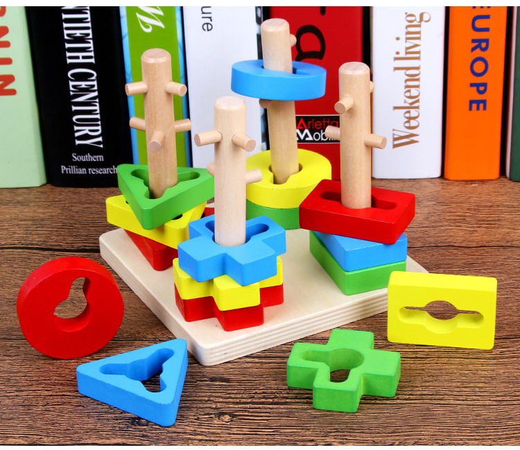 Thả hình luồn cọc đa năng - xếp hình zic zac - Đồ chơi gỗ Mina Shop 039