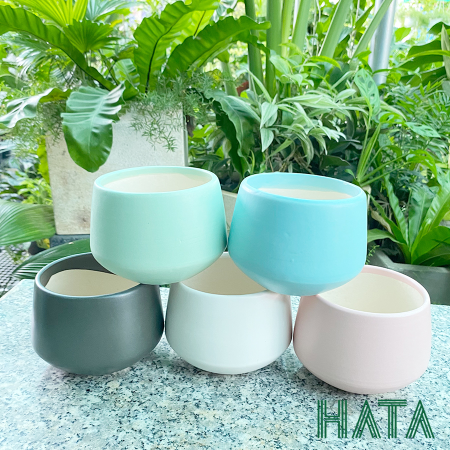 Chậu gốm sứ kim cương thấp S2 nhiều màu. Hatagarden