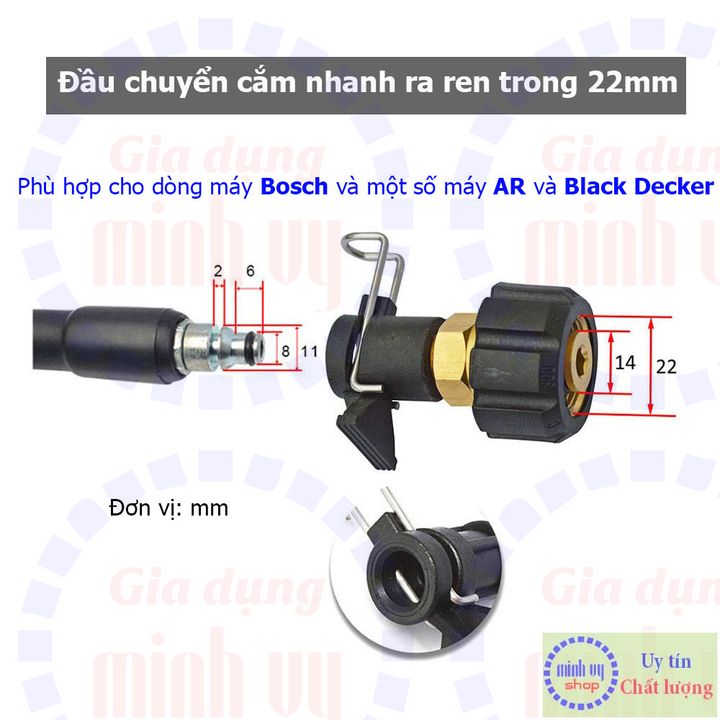 Khớp chuyển đầu cắm nhanh ra ren TRONG 22 cốt 14