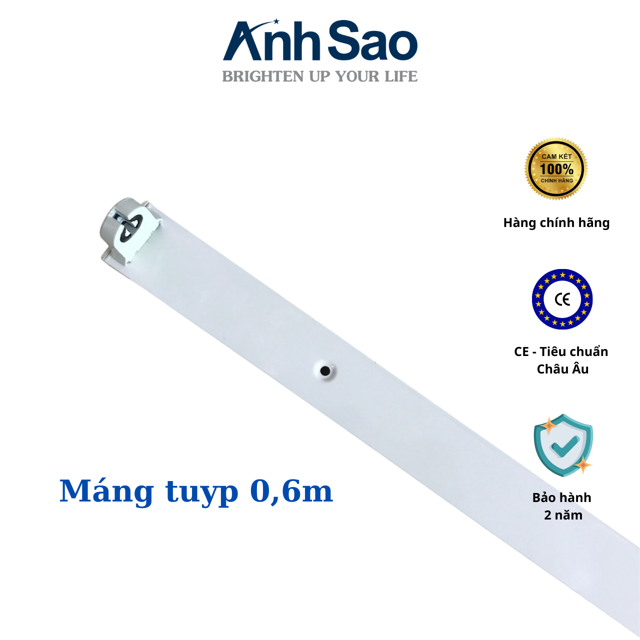 Máng đèn 0.6m ledgoes, máng đơn dành cho 1 bóng tuyp led 60cm