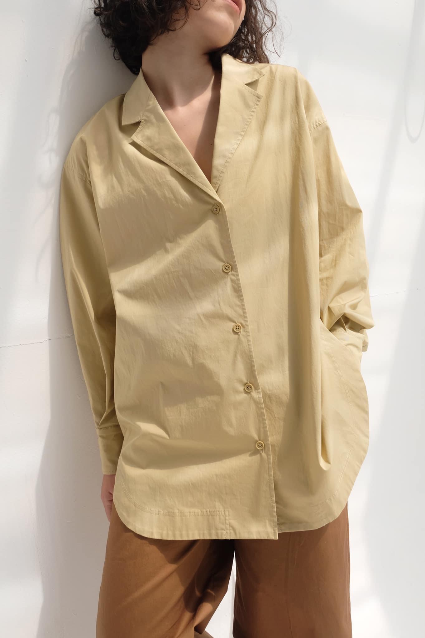 /ou'ba:d/ - áo sơmi danton vàng form rộng oversize basic nam nữ s/m